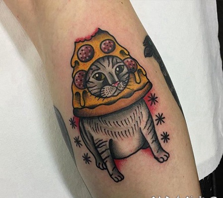 披萨纹身图案 颇受欢迎的披萨食物纹身图案