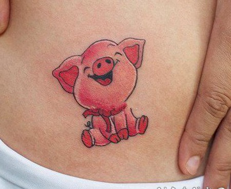 猪主题的小猪纹身图案