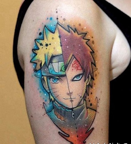 彩色的动漫火影忍者角色纹身图