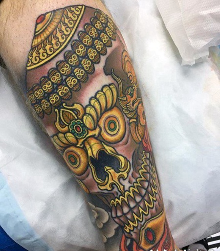 纹身骷髅 9组异域风格十足的嘎巴拉骷髅纹身图案