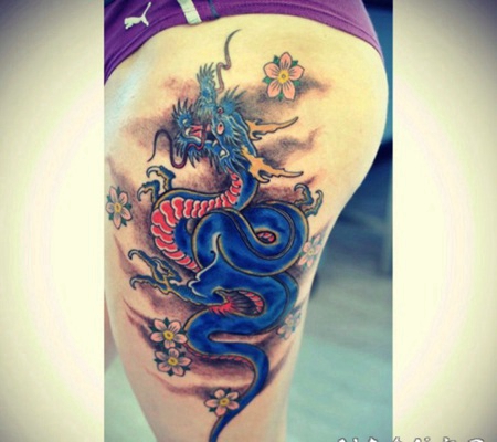 青龙纹身图案 男生身体各部位风格的青龙和龙图腾纹身图案
