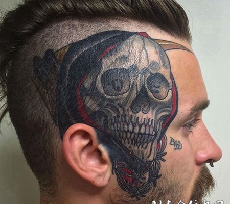 亡灵的视线,头部个性骷髅彩绘纹身