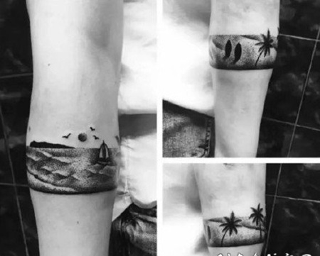 时尚的黑色臂环手环纹身图片