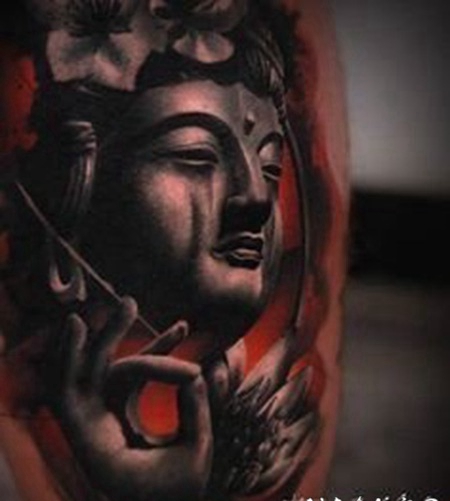 不常见的彩色佛像纹身作品图案