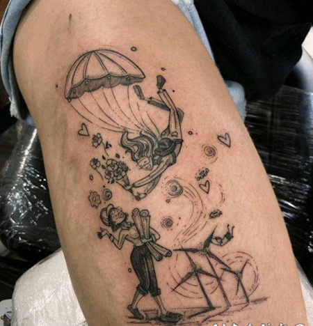 小清新插画风格的纹身图片