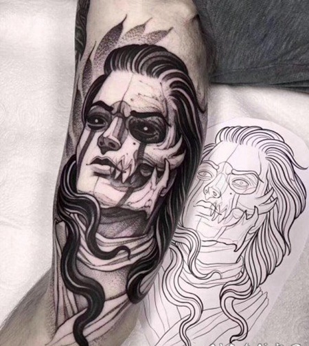 欧美风格的帅气包臂纹身作品图