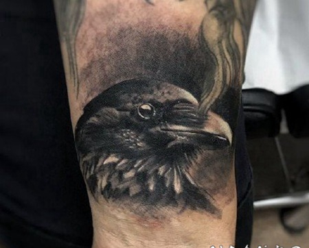乌鸦主题的创意乌鸦纹身图片