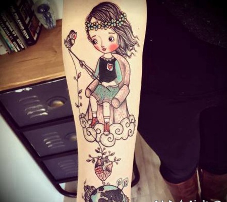 超可爱的卡通小女孩纹身图案