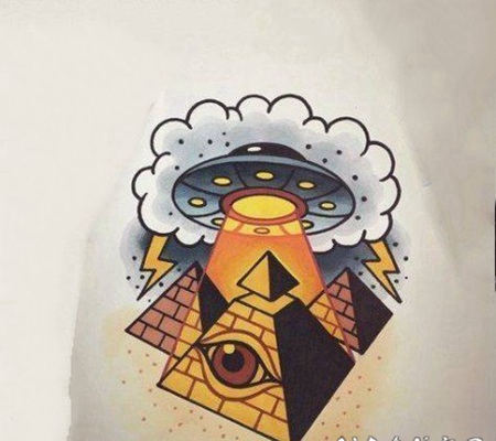 关于飞碟UFO的纹身作品图片