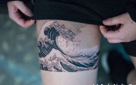 小清新的黑色海浪纹身图案欣赏