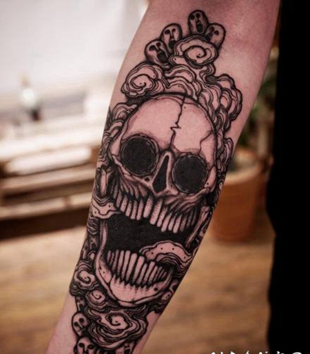 恐怖骷髅主题的暗黑色纹身图片
