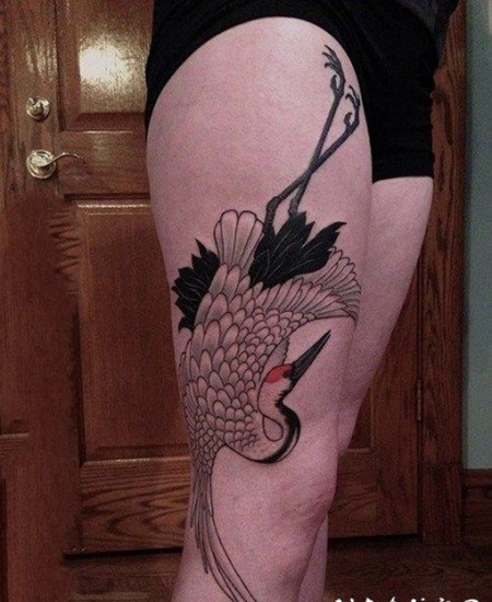 好看的中国风传统仙鹤纹身图案