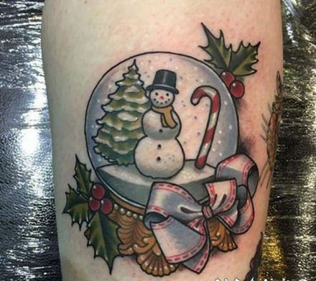 愿望的水晶球雪景纹身图片