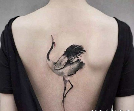 好看的仙鹤纹身图片欣赏