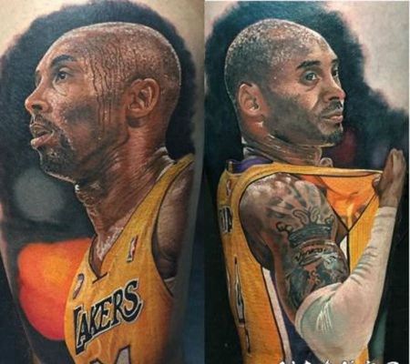 国外球星的写实肖像纹身图案