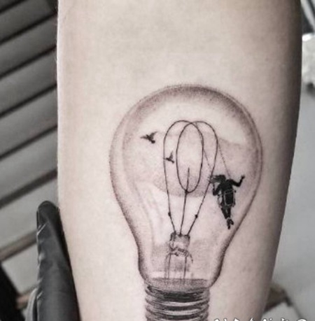 单针写实范的小清新纹身图