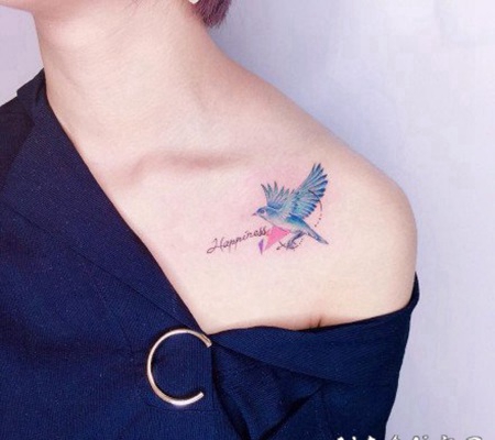 紫色调适合女生的小清新纹身图