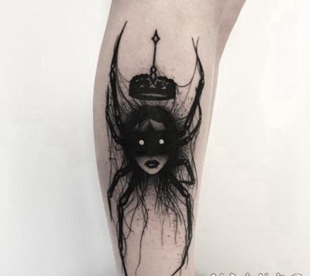 暗黑系诡异风格的黑色纹身图案1