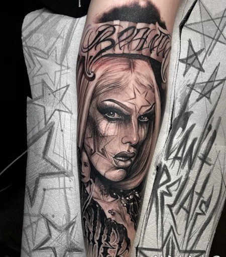 超现实主义的欧美暗黑人像纹身作品