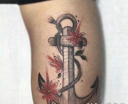 比较好看的船锚的纹身图片