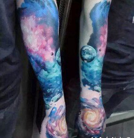 梦幻星空主题的科幻星空纹身图案