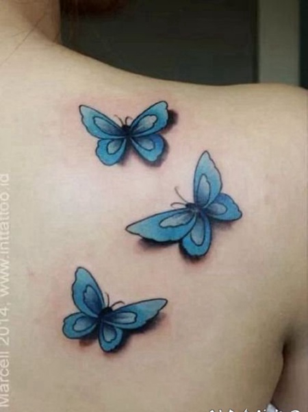 好看的小清新立体蝴蝶纹身图案