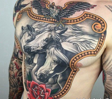 好看的奔腾的骏马纹身图片