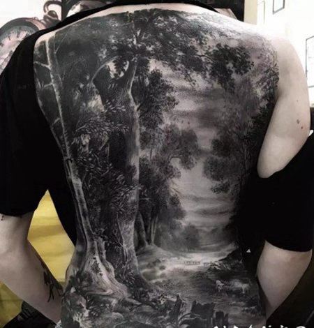 震撼的霸气大满背纹身作品图片