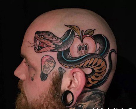 头部面部的个性纹身作品