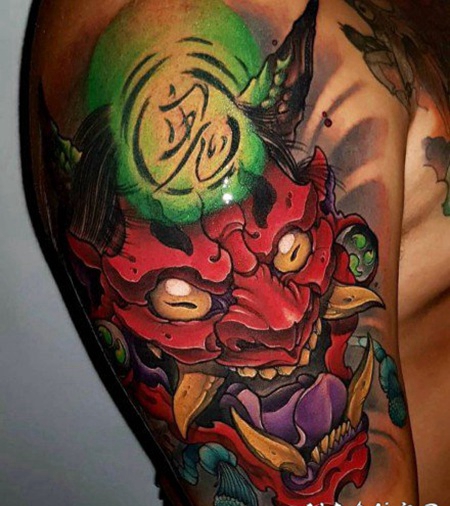 炫彩色新传统newschool般若纹身图案