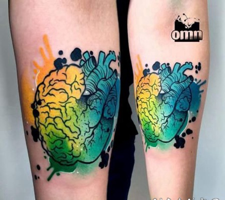 水彩色风格的绚丽彩色纹身图片