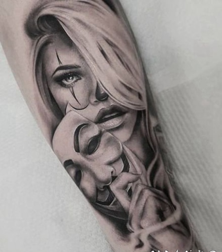 面具主题的恐怖纹身图片