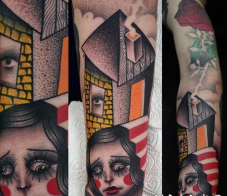 暗黑搭配oldschool风格的创意纹身