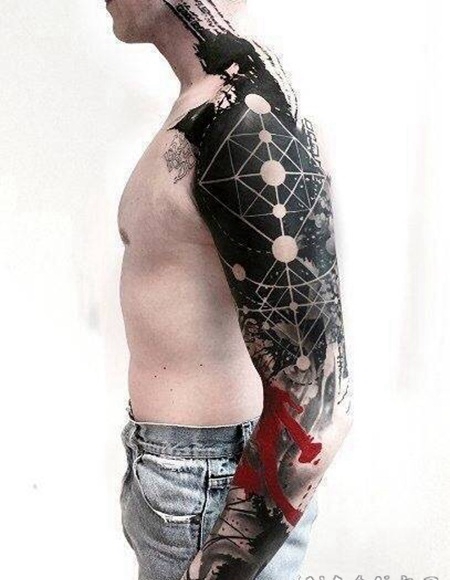 1男士和女士的大花臂纹身作品图案