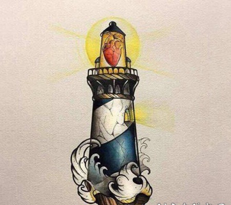 关于灯塔的纹身作品欣赏