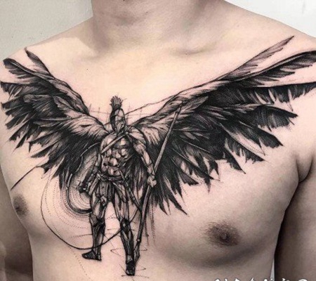 男士胸前的大花胸纹身图片欣赏