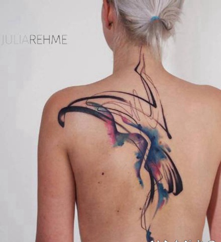 凌乱水墨线条1写意风格的纹身图案