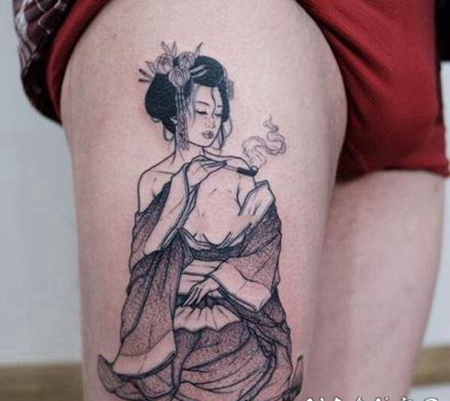 3+黑灰色1日本艺伎等女郎纹身图案