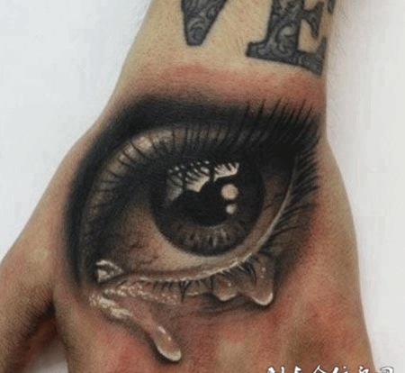 漂亮的眼睛，不值得流泪，手腕眼球纹身