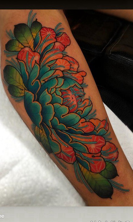 牡丹花的传统花卉纹身图案