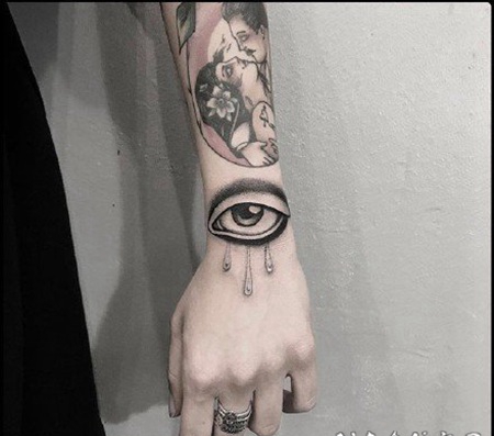 眼睛的创意黑灰点刺眼睛纹身图案