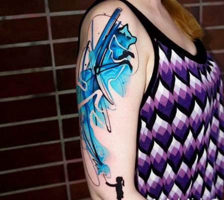 1很有设计感的水彩风格纹身图片