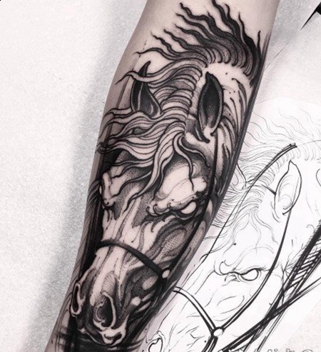 帅气的包臂暗黑系纹身图