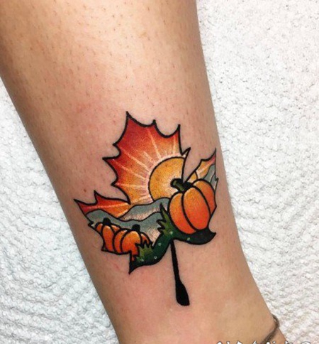 1newschool的小清新彩图纹身作品