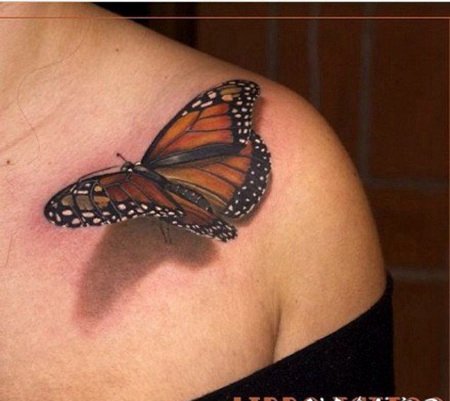 3d立体风格的蝴蝶纹身图案