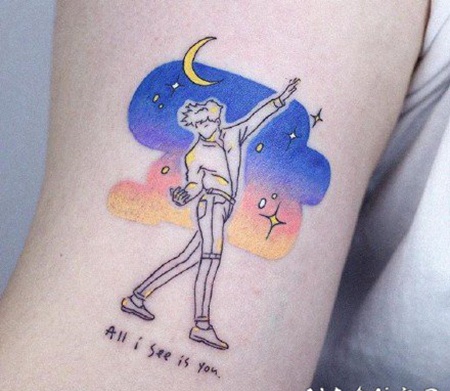 好看的蓝色纹身小纹身欣赏