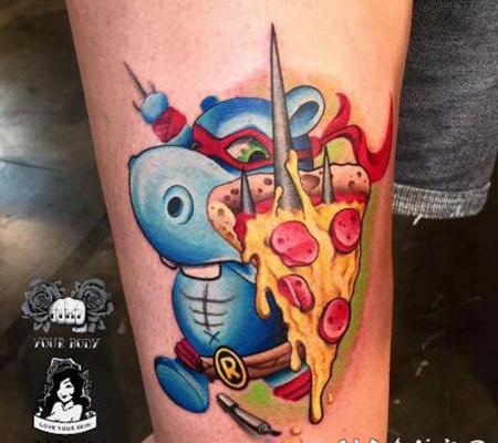 卡通版的炫彩newschool纹身作品图片