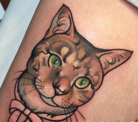 school风格的猫纹身图案欣赏
