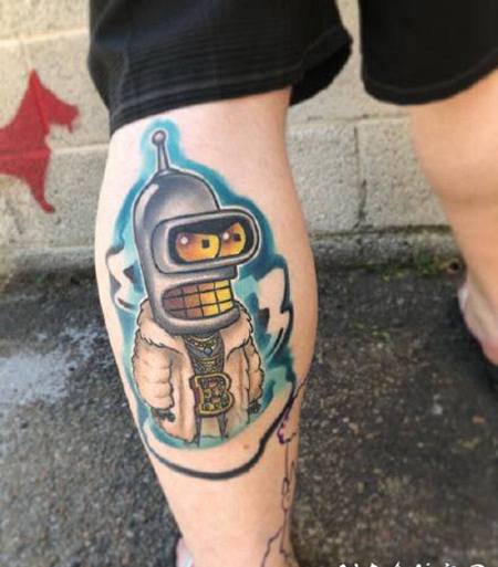 new school 风格的水彩卡通纹身图