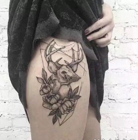 鹿头文身：漂亮的小鹿头纹身作品